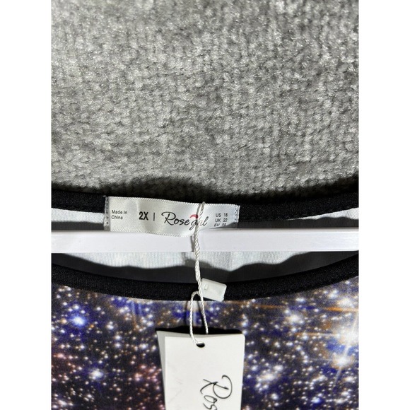 Rosegal Galaxy Fit & Flare Dress Women Size US 18 Stretch 3/4 Sleeve NWT - Picture 3 of 15